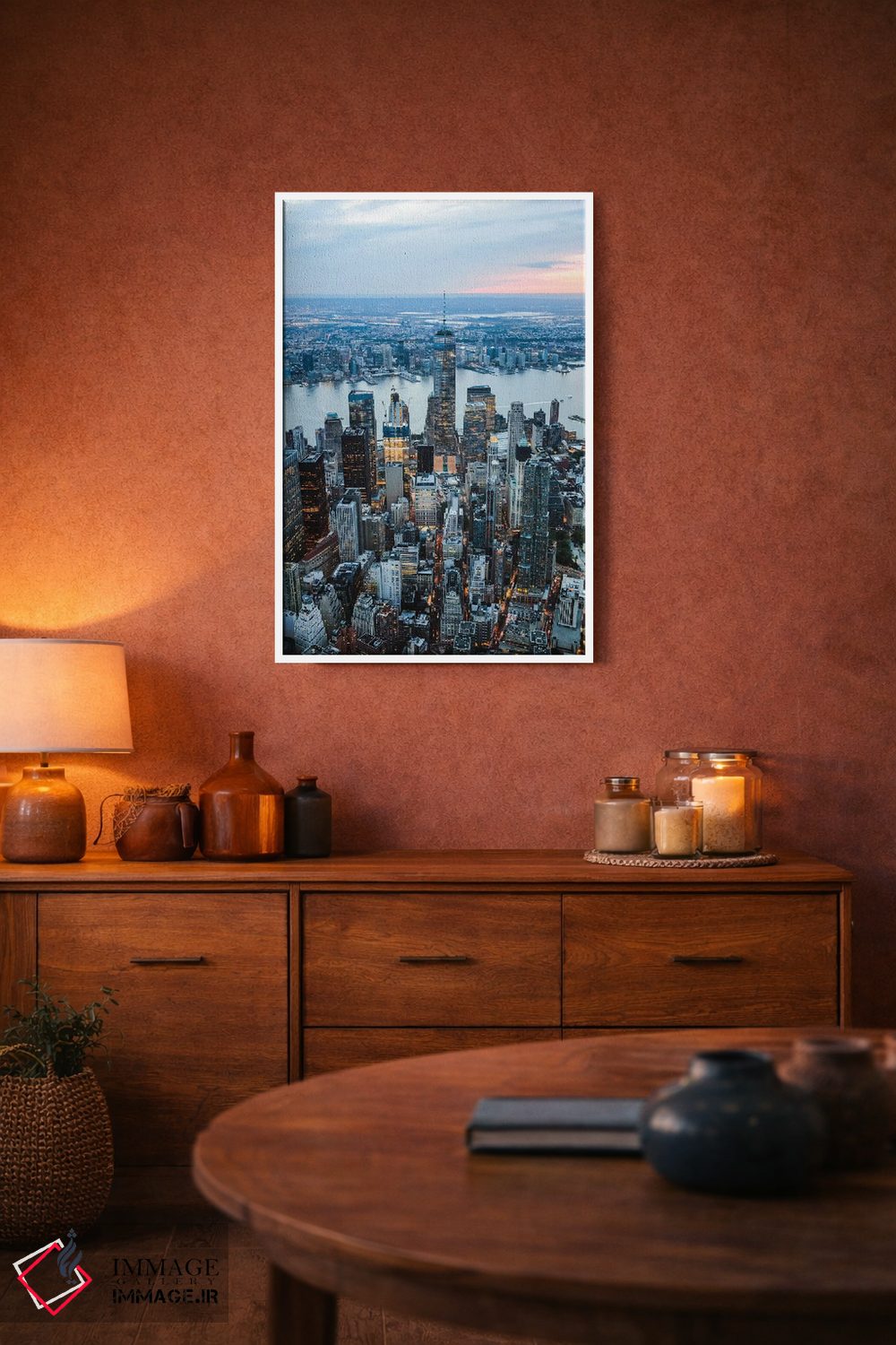 تابلو دکوراتیو New York,نمای هوایی منهتن هنگام غروب، نیویورک اثر ماتئو کولومبو - D4W