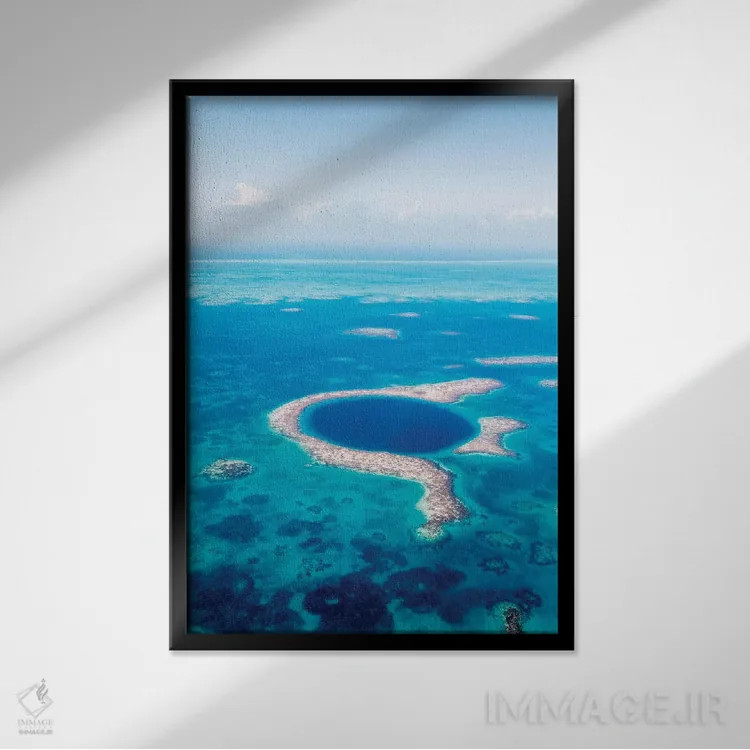 تابلو دکوراتیو Belize III,حفره بزرگ آبی، بلیز III اثر ماتئو کولومبو - نمای قابدار مشکی