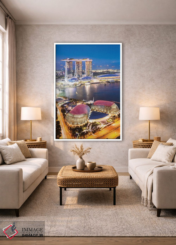 تابلو دکوراتیو Singapore,مارینا بی سندز در گرگ و میش، سنگاپور اثر ماتئو کولومبو - D1W