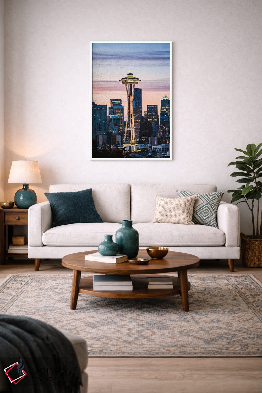 تابلو دکوراتیو Seattle, USA I,برج فضایی اسپیس نیدل و خط افق در سپیده دم… اثر ماتئو کولومبو - D3W