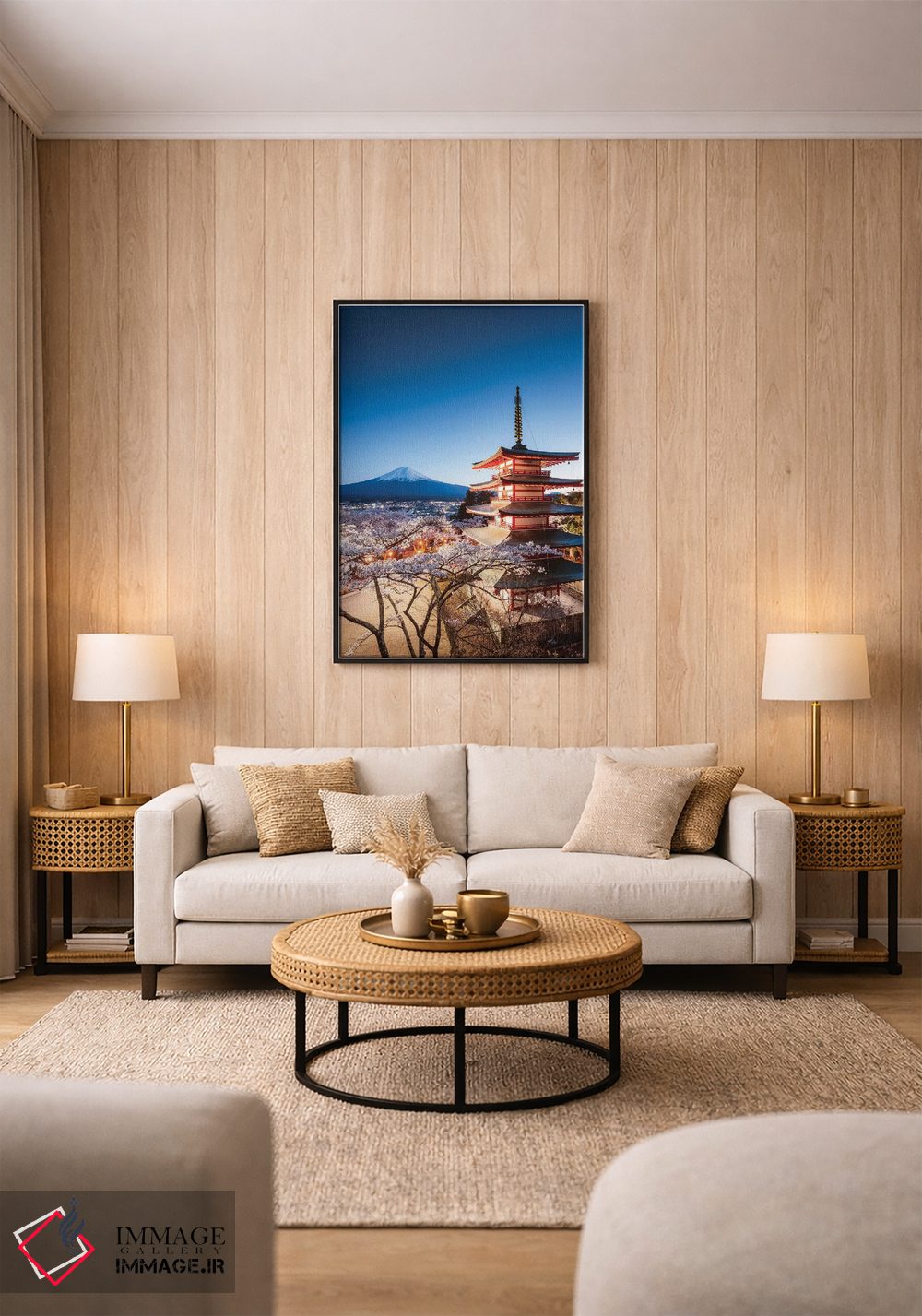 تابلو دکوراتیو Fuji Five Lakes, Japan II,پاگودا و درختان گیلاس، پنج دریا… اثر ماتئو کولومبو - D1B