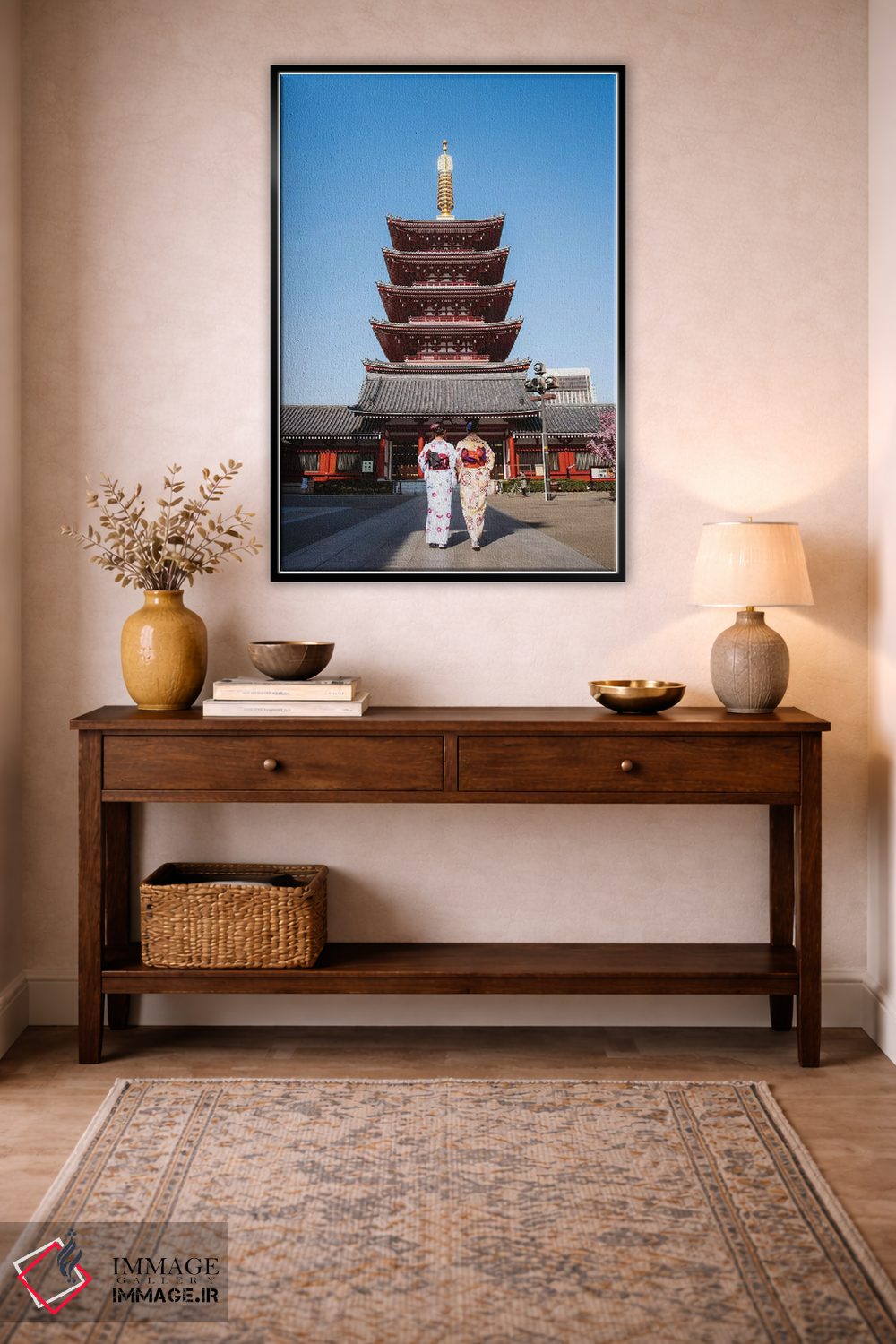 تابلو دکوراتیو Asakusa, Tokyo,زنان با کیمونو، آساکوسا، توکیو اثر ماتئو کولومبو - D2B
