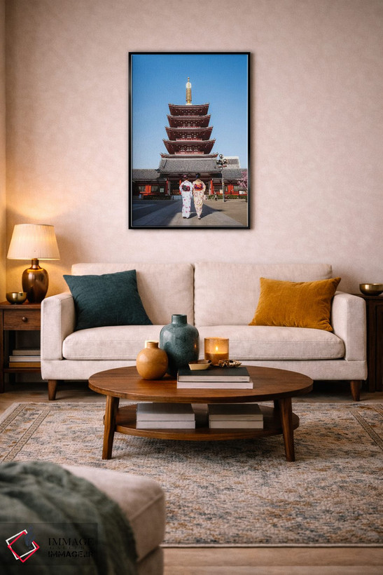 تابلو دکوراتیو Asakusa, Tokyo,زنان با کیمونو، آساکوسا، توکیو اثر ماتئو کولومبو - D3B