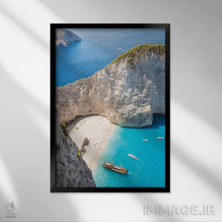 تابلو دکوراتیو Zakynthos, Greece,ساحل کشتی شکسته، زاکینتوس، یونان اثر ماتئو کولومبو - نمای قابدار مشکی
