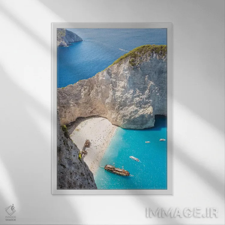 تابلو دکوراتیو Zakynthos, Greece,ساحل کشتی شکسته، زاکینتوس، یونان اثر ماتئو کولومبو - نمای قابدار سفید