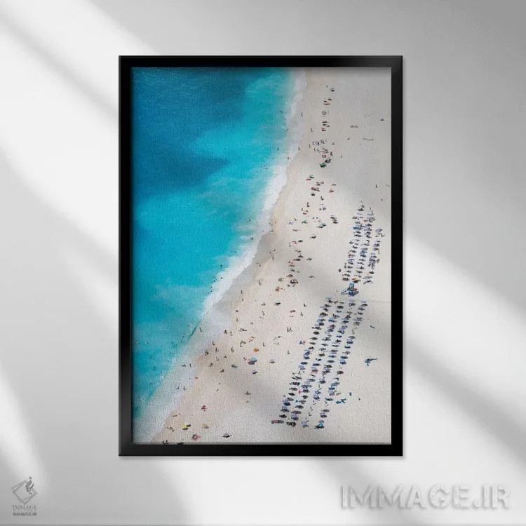 تابلو مدرن Cephalonia, Ionian Islands, Greece,نمای هوایی از ساحل میر توس… اثر ماتئو کولومبو - نمای قابدار مشکی
