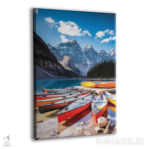 تابلو دکوراتیو Moraine Lake, Canada,قایق های پارویی، دریاچه مورین، کاناد… اثر ماتئو کولومبو - نمای پرسپکتیو محصول