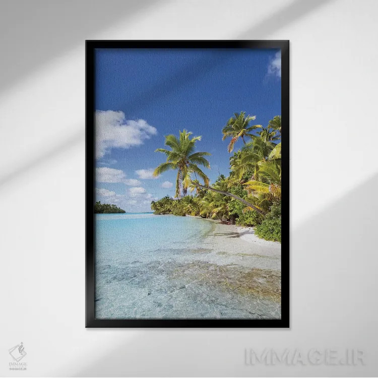 تابلو دکوراتیو Cook Islands,ساحل رویایی در جزیره وان فوت، جزایر کوک اثر ماتئو کولومبو - نمای قابدار مشکی