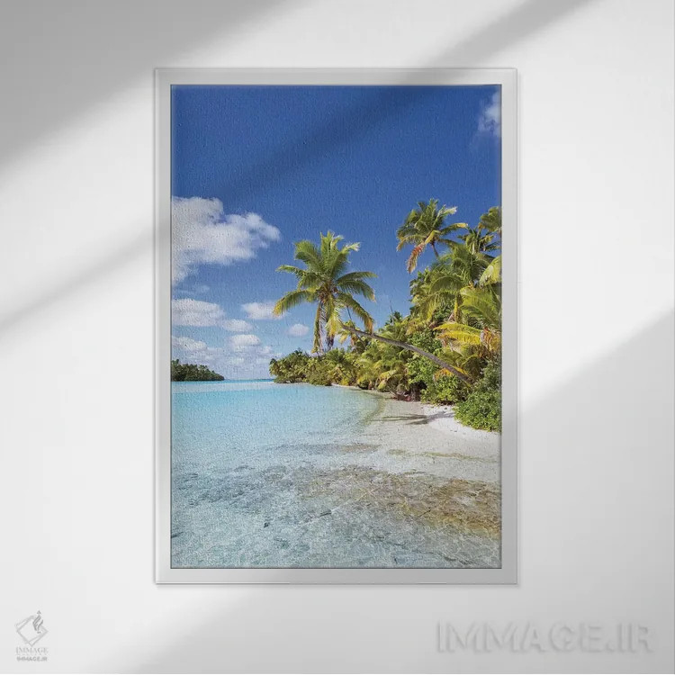 تابلو دکوراتیو Cook Islands,ساحل رویایی در جزیره وان فوت، جزایر کوک اثر ماتئو کولومبو - نمای قابدار سفید