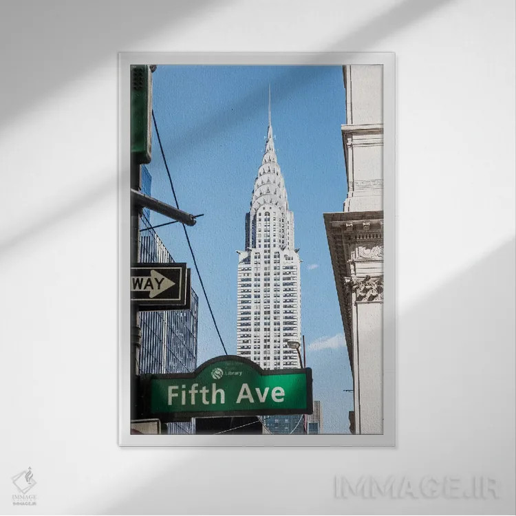 تابلو دکوراتیو New York City,ساختمان کرایسلر، نیویورک اثر ماتئو کولومبو - نمای قابدار سفید
