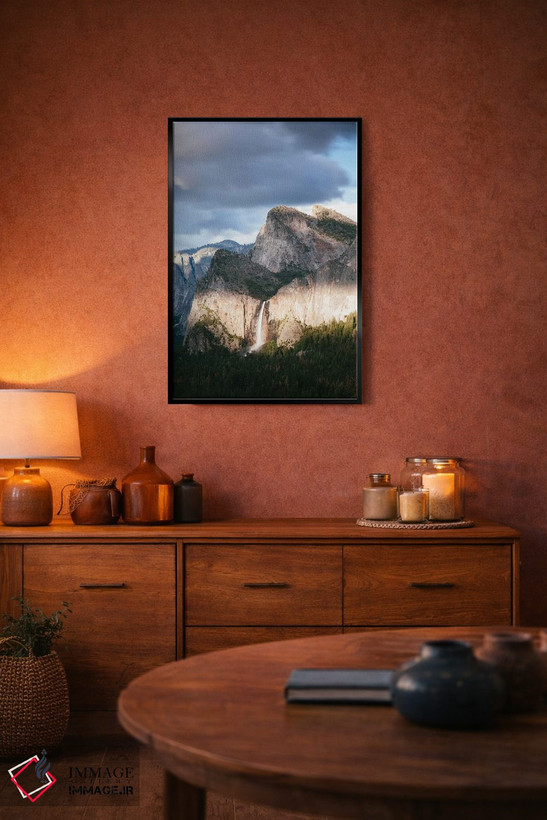 تابلو دکوراتیو Yosemite,نور دراماتیک بر آبشار بردال ویل، یوسیمیتی اثر ماتئو کولومبو - D5B