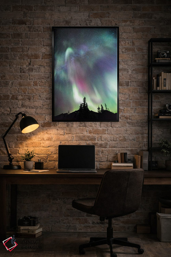 تابلو دکوراتیو Canada,شفق قطبی و راه شیری، کانادا اثر ماتئو کولومبو - D4B
