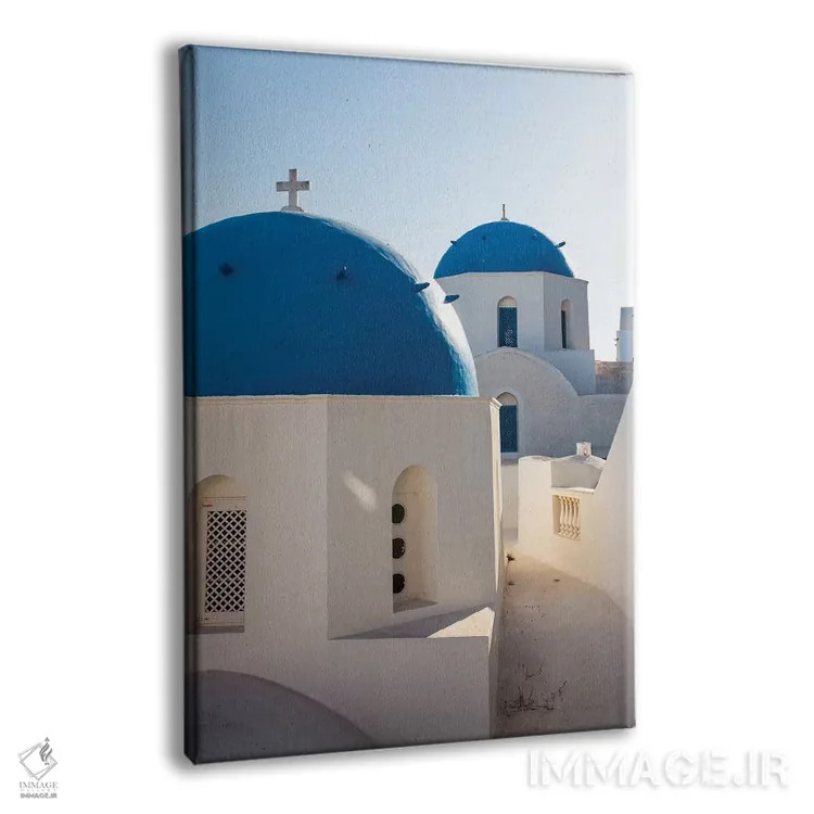 تابلو دکوراتیو Greece,کلیساهای گنبد آبی در سانتورینی، یونان اثر ماتئو کولومبو - نمای پرسپکتیو محصول