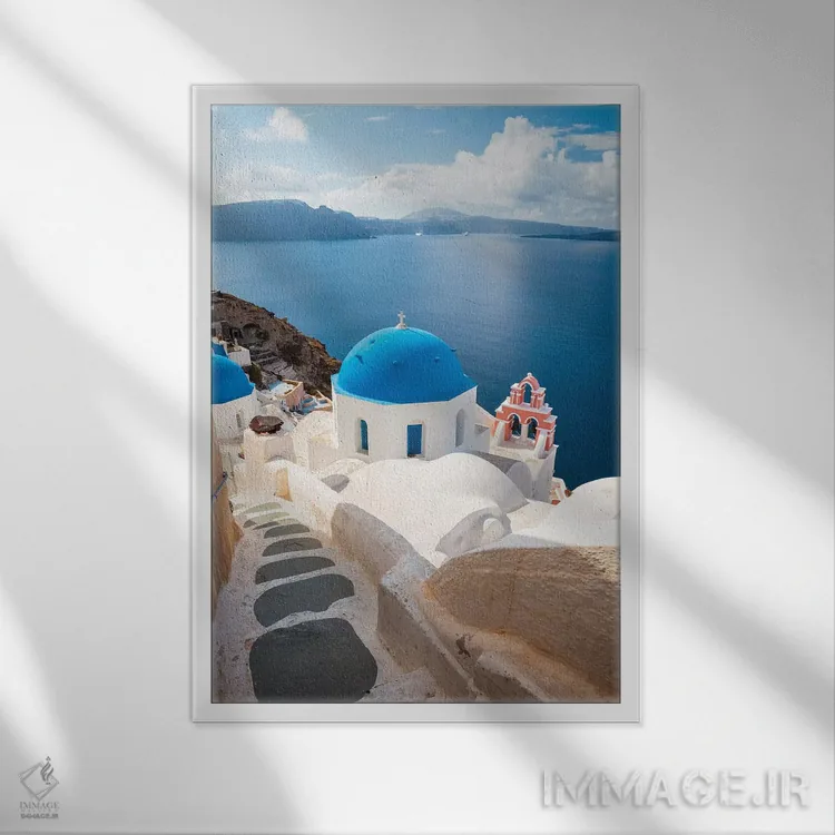 تابلو دکوراتیو Santorini,اویا، سانتورینی اثر ماتئو کولومبو - نمای قابدار سفید
