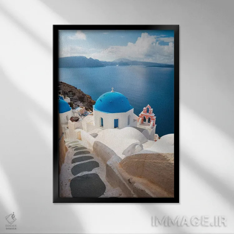 تابلو دکوراتیو Santorini,اویا، سانتورینی اثر ماتئو کولومبو - نمای قابدار مشکی