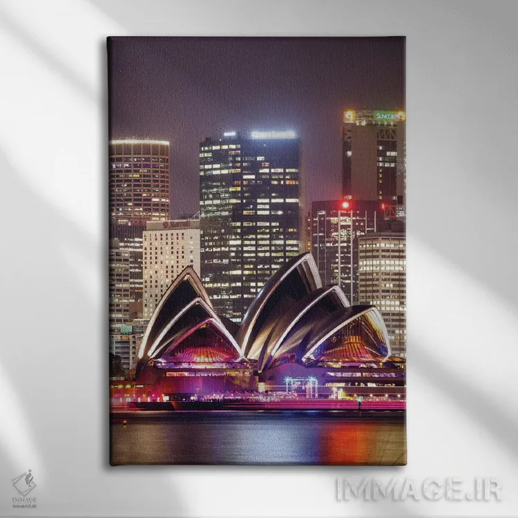 تابلو دکوراتیو Sydney, New South Wales, Australia,اپرای سیدنی در شب، سید… اثر ماتئو کولومبو - نمای روبهرو روی دیوار