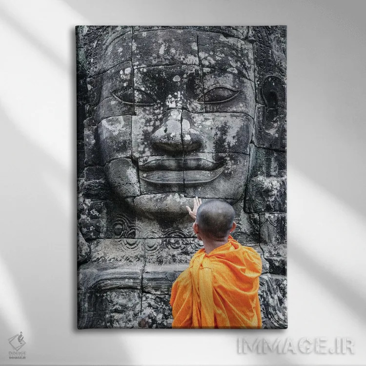 تابلو دکوراتیو Angkor Wat I,راهب، انگکور وات I اثر ماتئو کولومبو - نمای روبهرو روی دیوار