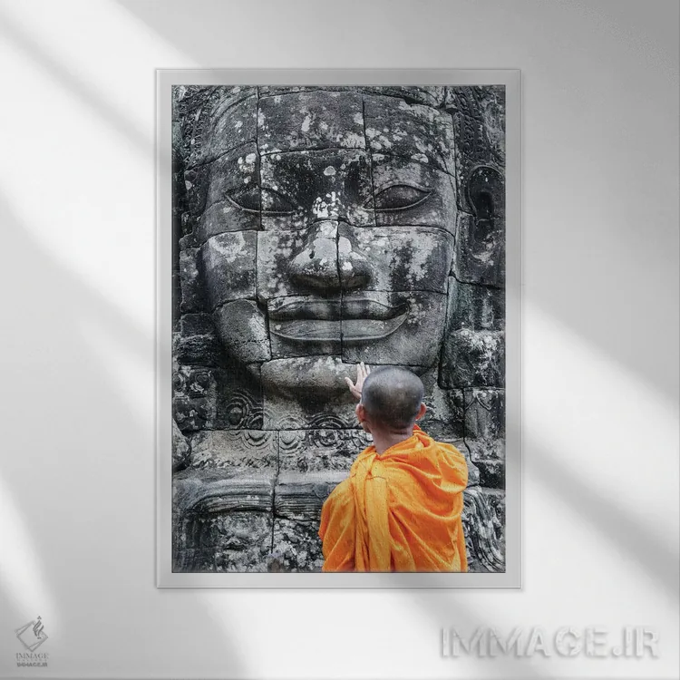 تابلو دکوراتیو Angkor Wat I,راهب، انگکور وات I اثر ماتئو کولومبو - نمای قابدار سفید