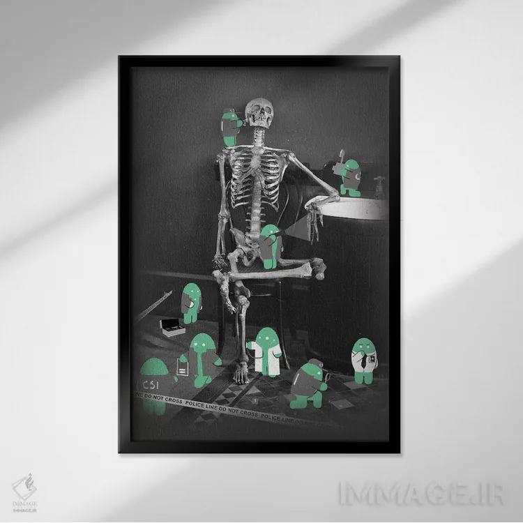 تابلو دکوراتیو سی اس آی اثر هندزآف مای دایناسور - نمای قابدار مشکی