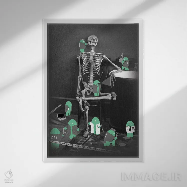 تابلو دکوراتیو سی اس آی اثر هندزآف مای دایناسور - نمای قابدار سفید