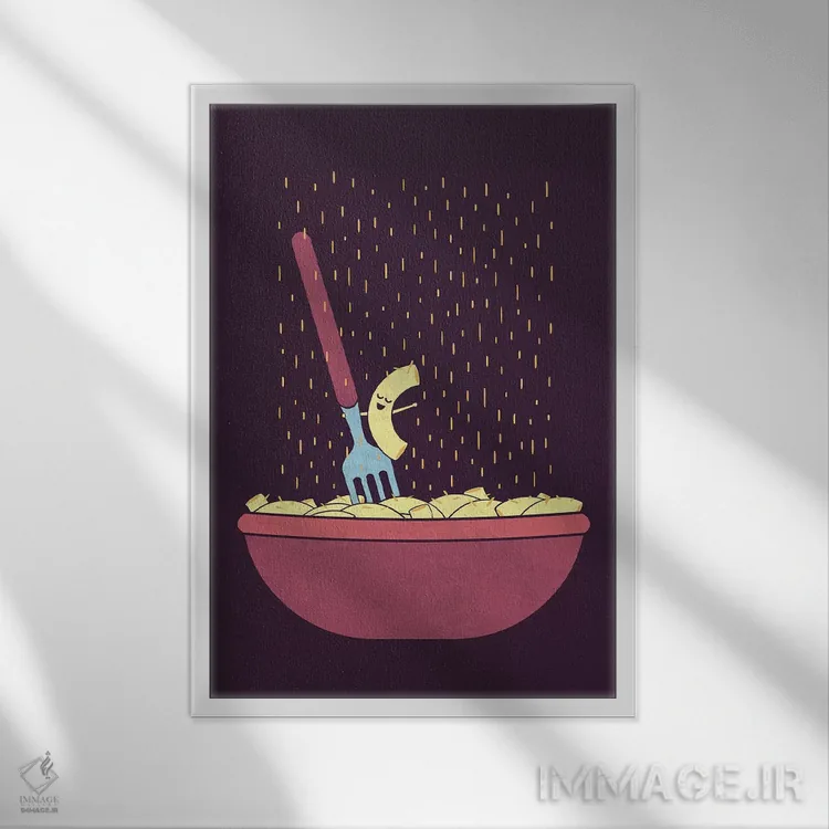 تابلو دکوراتیو آواز خواندن در پنیر اثر هندزآف مای دایناسور - نمای قابدار سفید