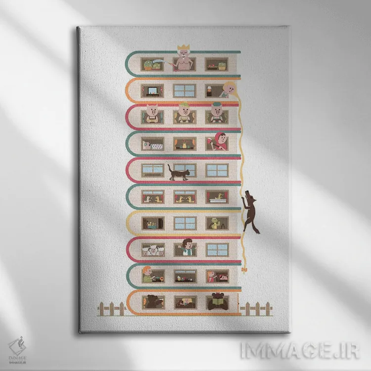 تابلو دکوراتیو ده طبقه ارتفاع اثر هندزآف مای دایناسور - نمای روبهرو روی دیوار