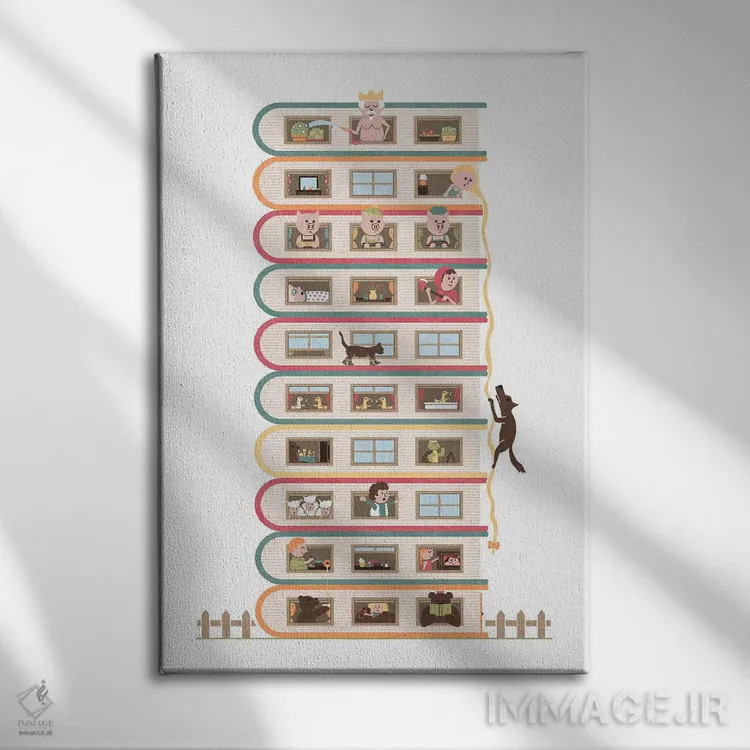 تابلو دکوراتیو ده طبقه ارتفاع اثر هندزآف مای دایناسور - نمای روبهرو روی دیوار
