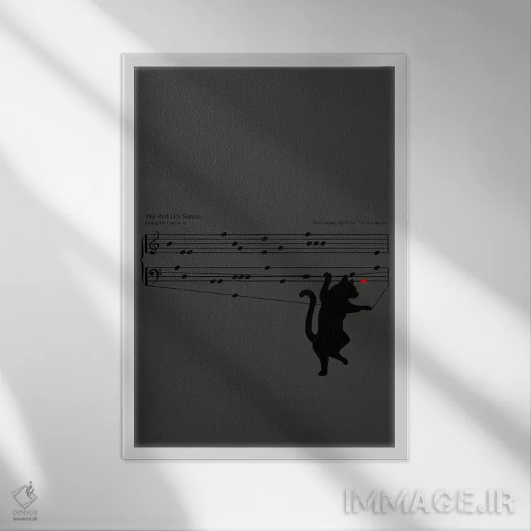 تابلو دکوراتیو سونات نقطه قرمز اثر توبیاس فونسه کا - نمای قابدار سفید