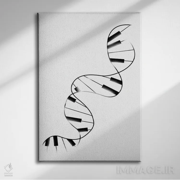 تابلو دکوراتیو پیانوی دی ان ای اثر توبیاس فونسه کا - نمای روبهرو روی دیوار