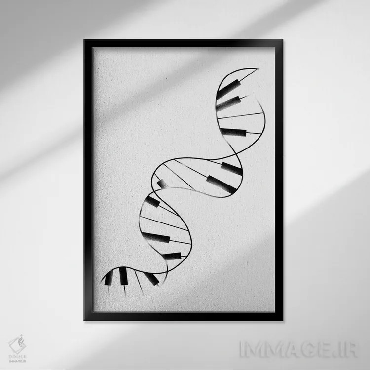 تابلو دکوراتیو پیانوی دی ان ای اثر توبیاس فونسه کا - نمای قابدار مشکی