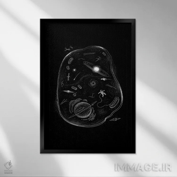 تابلو دکوراتیو ما از ستاره ها ساخته شده ایم اثر توبیاس فونسه کا - نمای قابدار مشکی