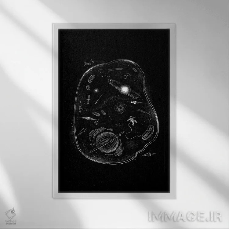 تابلو دکوراتیو ما از ستاره ها ساخته شده ایم اثر توبیاس فونسه کا - نمای قابدار سفید