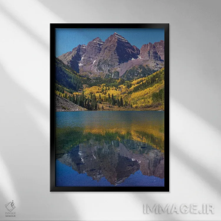 تابلو دکوراتیو Maroon Lake, Colorado,مارون بلز، دریاچه مارون، کلرادو اثر تیم فیتزهریس - نمای قابدار مشکی