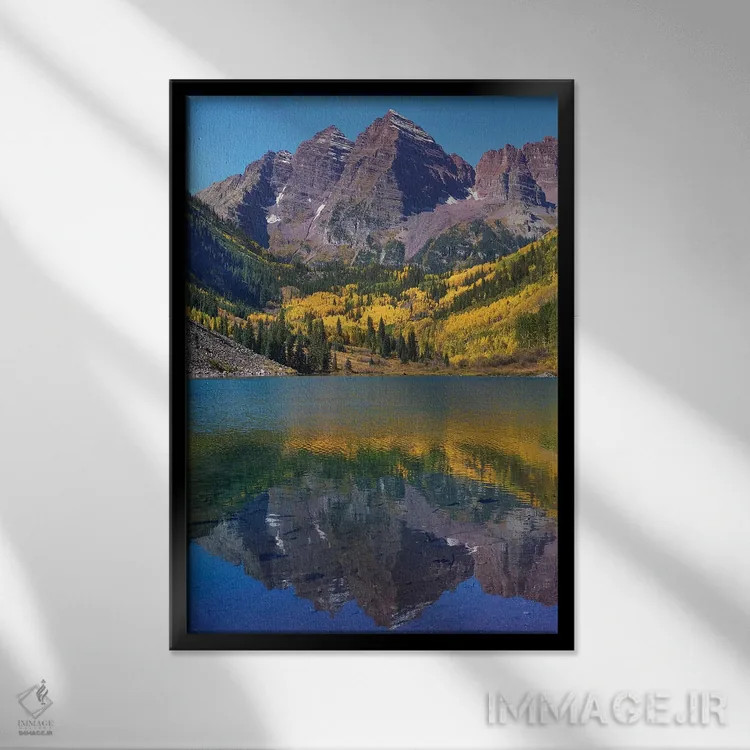 تابلو دکوراتیو Maroon Lake, Colorado,مارون بلز، دریاچه مارون، کلرادو اثر تیم فیتزهریس - نمای قابدار مشکی