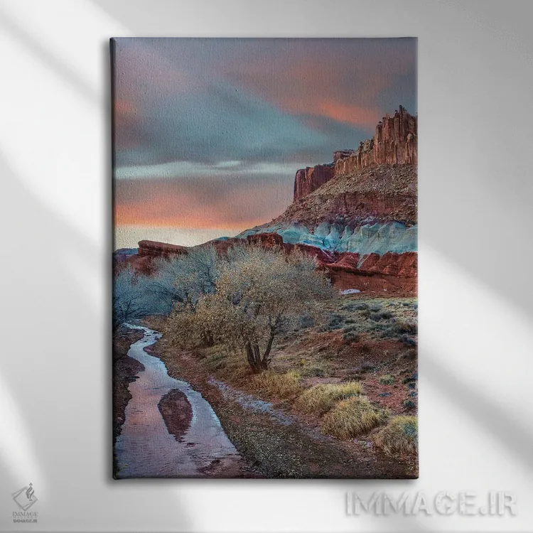 تابلو دکوراتیو Castle Mountain, Capitol Reef National Park, Utah,نهر، کوه… اثر تیم فیتزهریس - نمای روبهرو روی دیوار