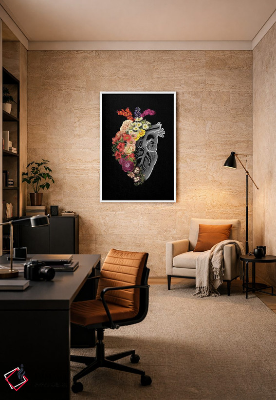 تابلو دکوراتیو Rectangle,قلب گلی بهار، مستطیل اثر توبیاس فونسه کا - D6W