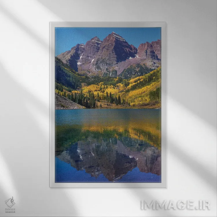 تابلو دکوراتیو Maroon Lake, Colorado,مارون بلز، دریاچه مارون، کلرادو اثر تیم فیتزهریس - نمای قابدار سفید