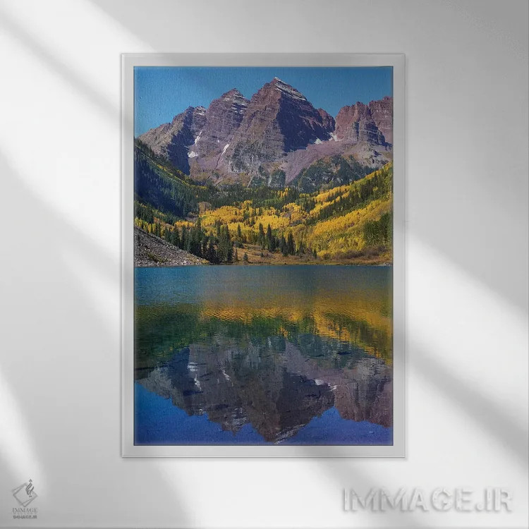 تابلو دکوراتیو Maroon Lake, Colorado,مارون بلز، دریاچه مارون، کلرادو اثر تیم فیتزهریس - نمای قابدار سفید