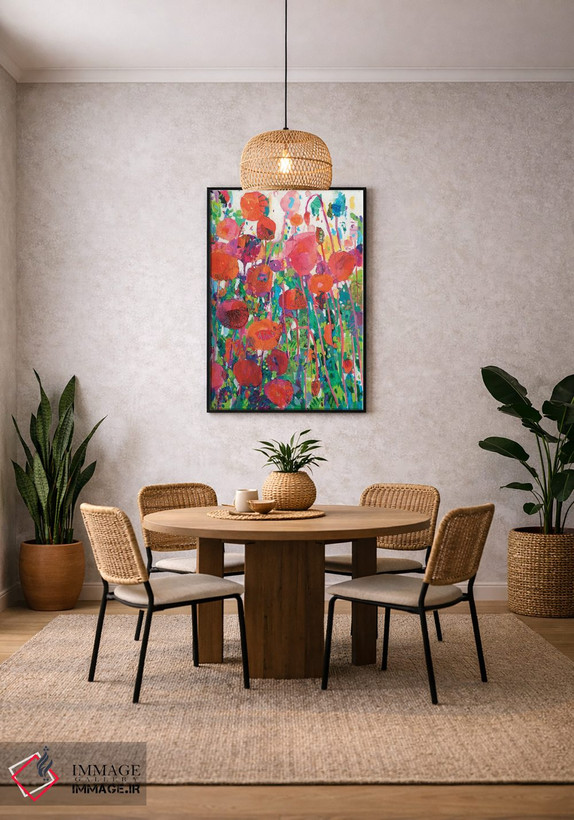 تابلو انتزاعی کلاژ شقایق زنده ۲ اثر تارا فانک گریم - D5B