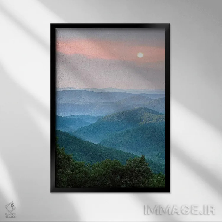 تابلو دکوراتیو North Carolina,طلوع بر فراز جنگل ملی پیسگاه، کارولینای شما… اثر تیم فیتزهریس - نمای قابدار مشکی