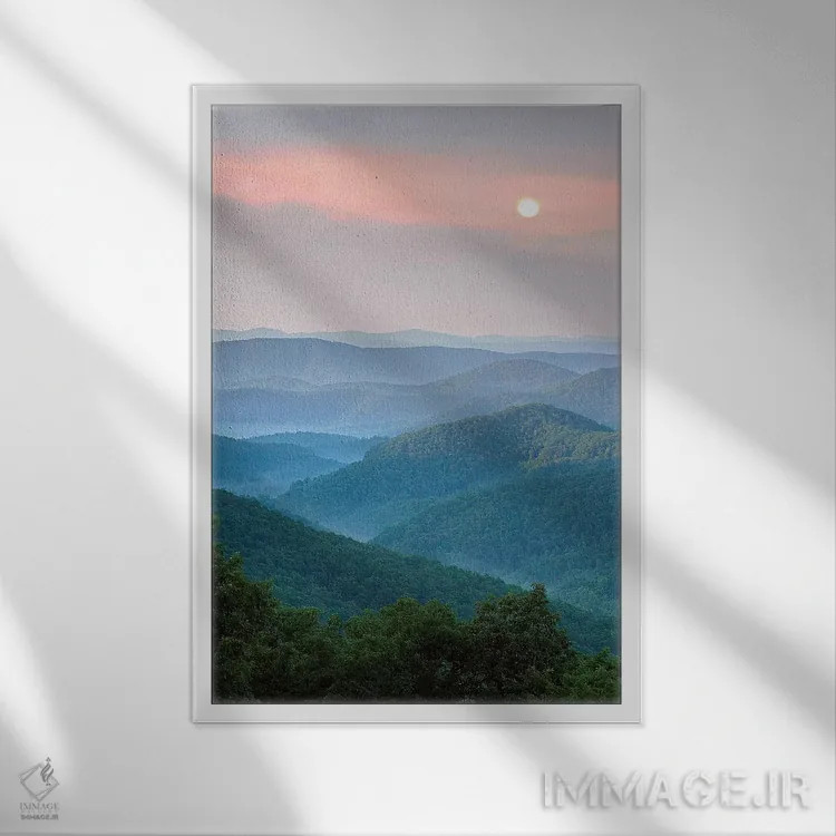 تابلو دکوراتیو North Carolina,طلوع بر فراز جنگل ملی پیسگاه، کارولینای شما… اثر تیم فیتزهریس - نمای قابدار سفید