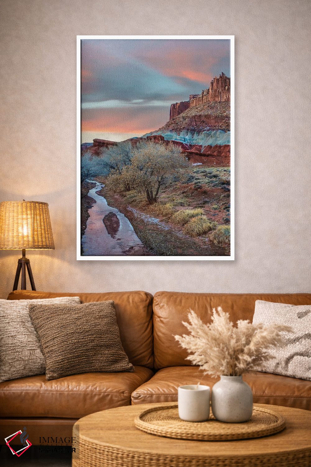 تابلو دکوراتیو Castle Mountain, Capitol Reef National Park, Utah,نهر، کوه… اثر تیم فیتزهریس - D3W