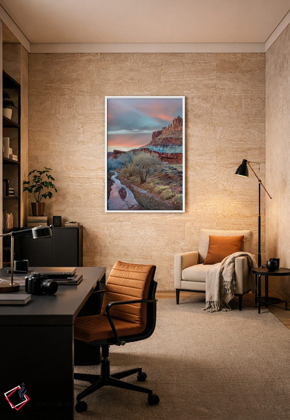 تابلو دکوراتیو Castle Mountain, Capitol Reef National Park, Utah,نهر، کوه… اثر تیم فیتزهریس - D6W