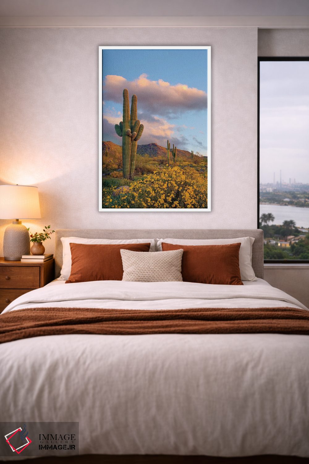 تابلو دکوراتیو White Tank Mountains, Arizona,ساگوارو و بریتل بوش در بهار… اثر تیم فیتزهریس - D4W