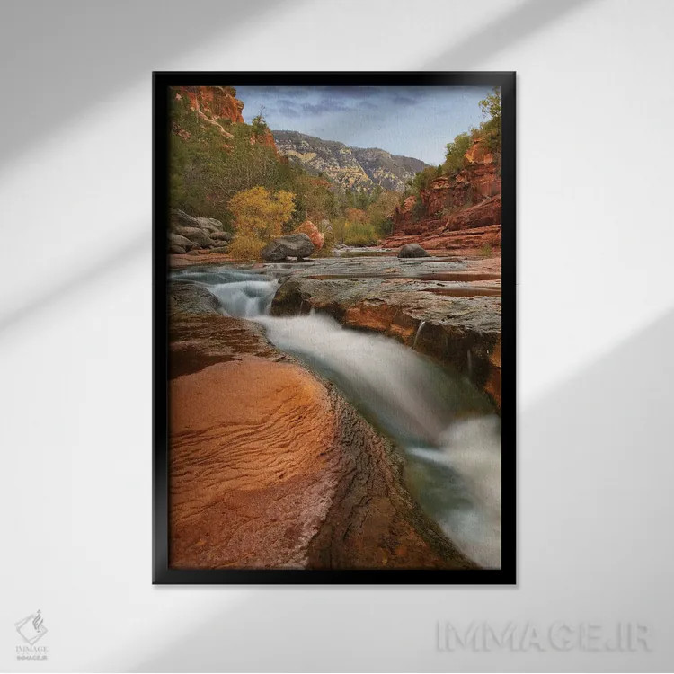 تابلو دکوراتیو Slide Rock State Park, Sedona, Arizona,اوک کریک، پارک ایال… اثر تیم فیتزهریس - نمای قابدار مشکی