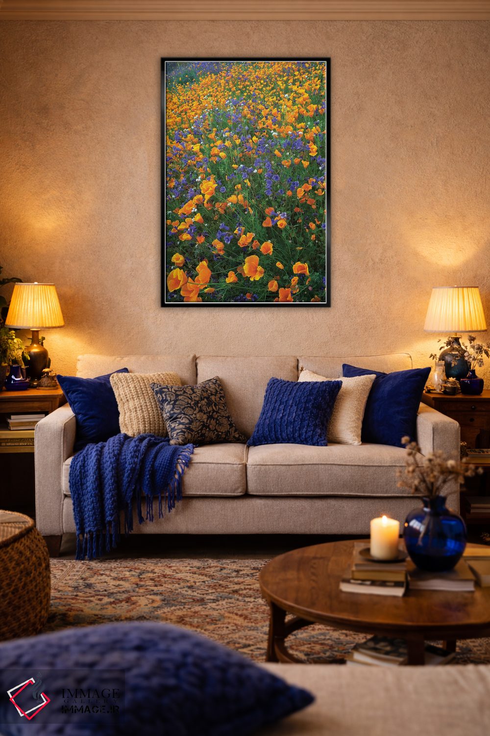 تابلو دکوراتیو Antelope Valley, California II,شقایق کالیفرنیا و گل زنگوله… اثر تیم فیتزهریس - D6B