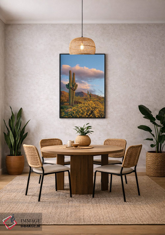 تابلو دکوراتیو White Tank Mountains, Arizona,ساگوارو و بریتل بوش در بهار… اثر تیم فیتزهریس - D5B