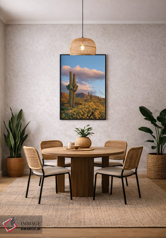 تابلو دکوراتیو White Tank Mountains, Arizona,ساگوارو و بریتل بوش در بهار… اثر تیم فیتزهریس - D5B