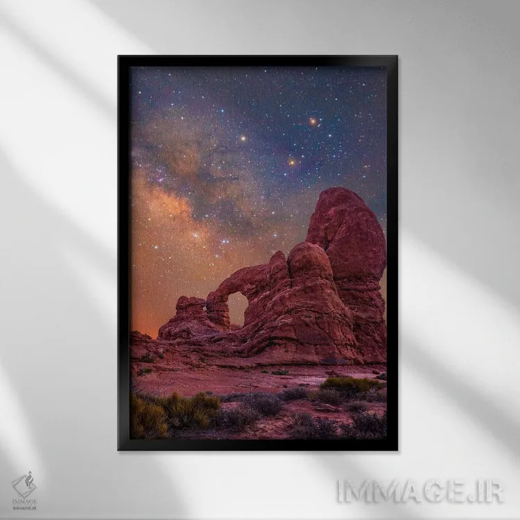 تابلو دکوراتیو Arches National Park, Utah,طاق برجک و کهکشان راه شیری، پار… اثر تیم فیتزهریس - نمای قابدار مشکی