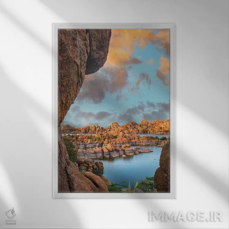 تابلو دکوراتیو Granite Dells, Watson Lake, Arizona,برجستگی های سنگی، گران… اثر تیم فیتزهریس - نمای قابدار سفید